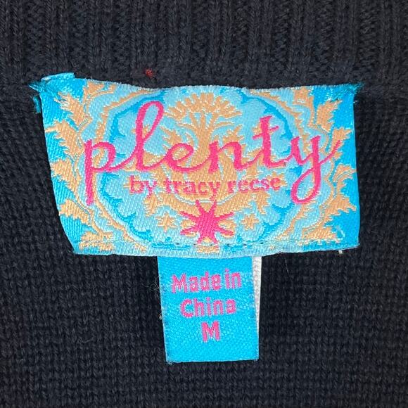 NWOT PLENTY BY TRACY REESE Cardigan M Silk Cotton Geo Print Shawl Neck Buttons - Picture 3 of 9